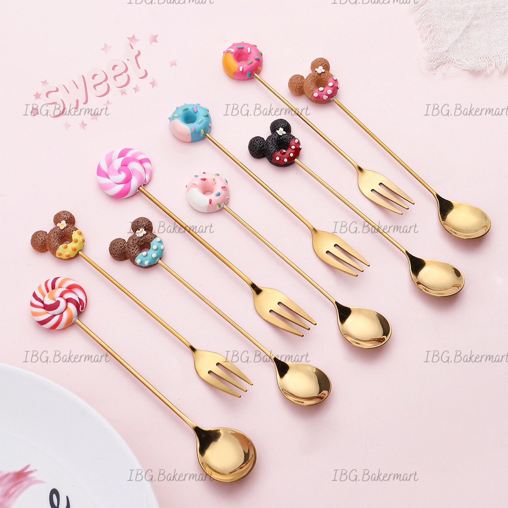 พร้อมส่ง ช้อนสเตนเลส ช้อนกาแฟ ขนมหวาน ของชําร่วยงานแต่งงาน ช้อนขนมเค้ก ช้อนน่ารัก BK-28