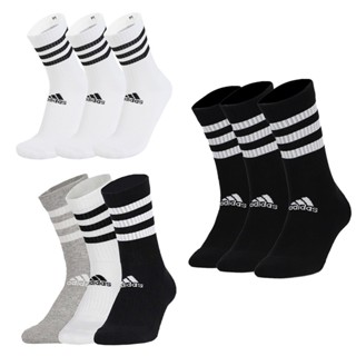 Adidas ถุงเท้า 3-Stripes Cushioned Crew Socks 3 Pairs