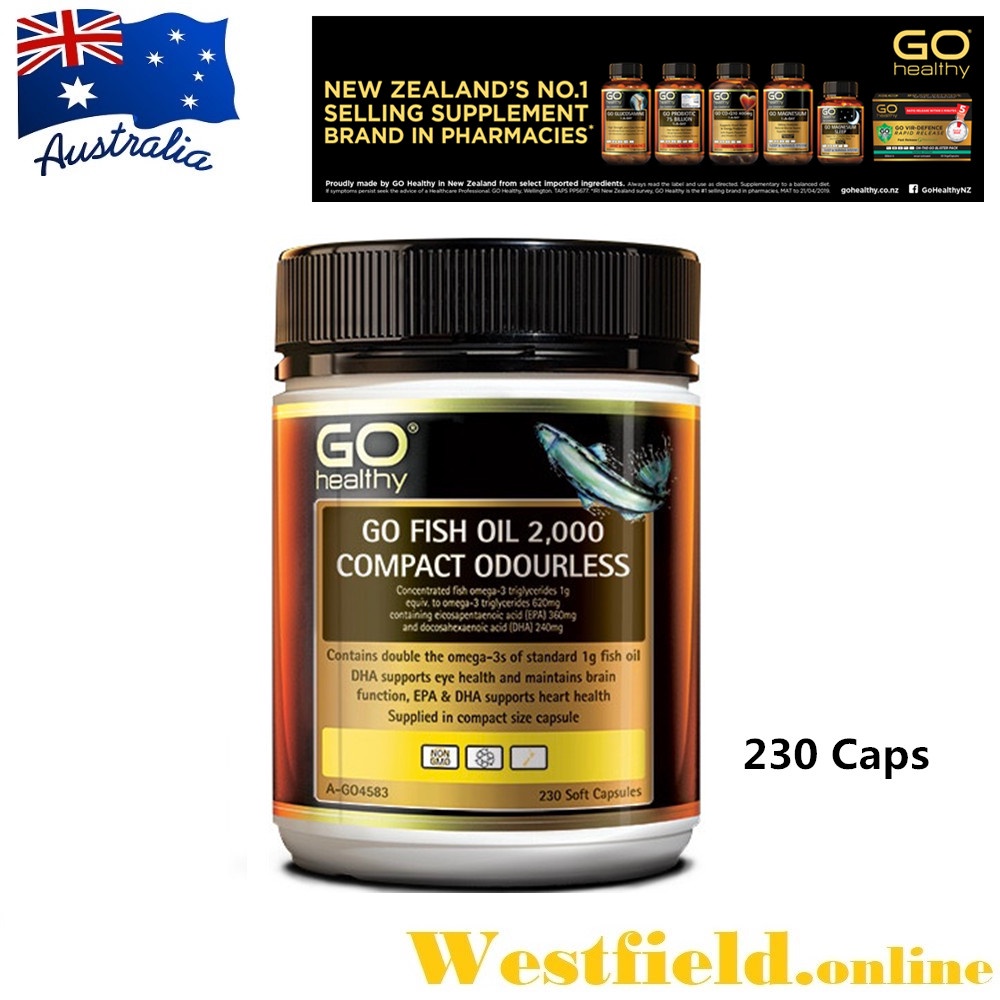 [นําเข้านิวซีแลนด์ Exp 09/2026] Go Healthy Go Fish Oil Odorless 2000mg 230 แคปซูล