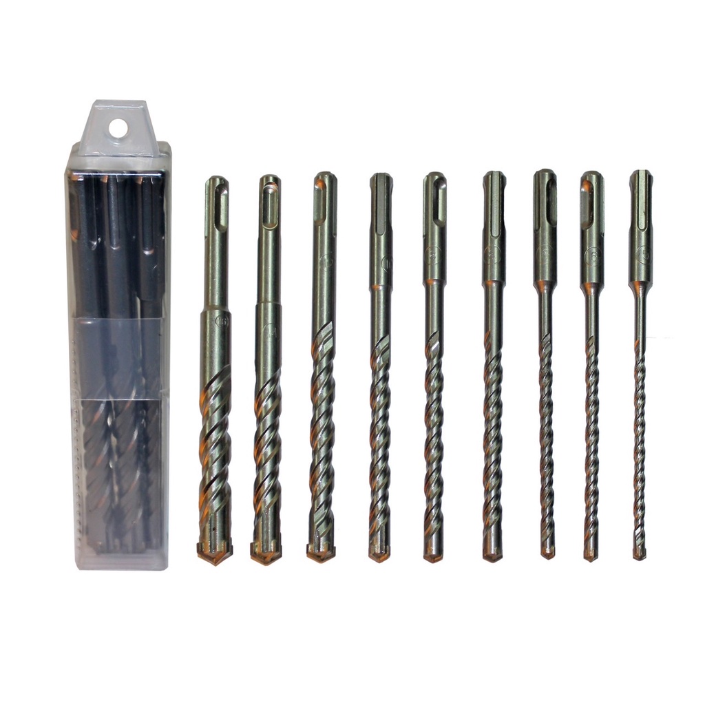 ดอกโรตารี่ 9ตัว/ ชุด ดอกสว่าน ดอกเจาะปูน ดอกโรตารี่ 5x160 / 6x160 / 8x160 / 10x160 / 12x160 / 14x160