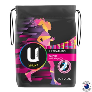 U BY KOTEX Sport Ultrathin Super with Wings 10 Pack ผ้าอนามัยรุ่นพิเศษสำหรับสาวชอบออกกำลังกายเป็นประจำสินค้านำเข้าจากออส