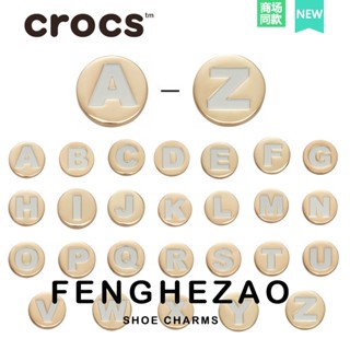 &lt;3H&gt; จิ๊บบิต ตัวอักษรสีทอง A-Z อุปกรณ์เสริมรองเท้า crocs คุณภาพสูง หัวเข็มขัดแท้