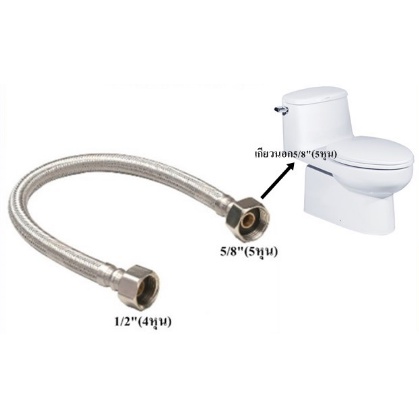 สายน้ำดีชักโครก สายน้ำดีสแตนเลส สำหรับชักโครก ขนาด 1/2