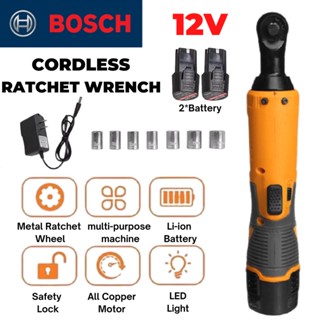 🔥BOSCH🔥 Efficient 12Vประแจไฟฟ้า สว่านไขควงปากตาย3/8 Cordless Ratchet Wrench Scaffolding 65NM With 1/2 Lithium-Ion