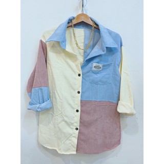 เสื้อเชิ้ตผ้าลูกฟูกแขน7ส่วน