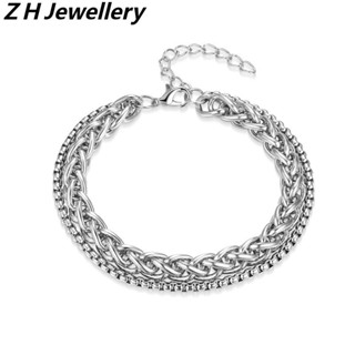 [Z H Jewelry] สร้อยข้อมือ สเตนเลส สไตล์ฮิปฮอป ร็อค เรโทร 16 ซม. 18 ซม. 21 ซม. แฟชั่นสําหรับผู้ชาย