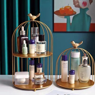 Iron Art Nordic Bird Cage Rack Lipstick Perfume Cosmetic