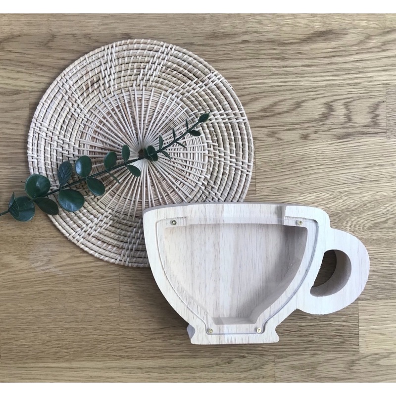 ❤️☕️ พร้อมส่ง ☕️ ❤️กล่องไม้รูปถ้วยกาแฟ ของตกแต่งบ้าน คาเฟ่ ร้านกาแฟ มินิมอล กล่องทิป กล่องใส่เงิน mi