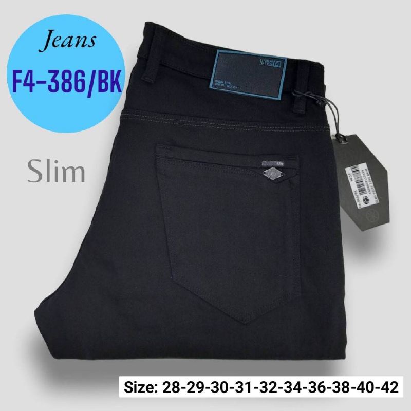 กางเกงยีนส์ผู้ชาย F4-386 สีดำ ทรงSlim #งานขึ้นห้าง #เกรดพรีเมี่ยม