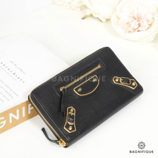 BALENCIAGA ZIPPY WALLET LONG BLACK CALF GHW