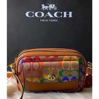 Coach C5143 Willow Camera Bag in Rainbow Signature Canvas