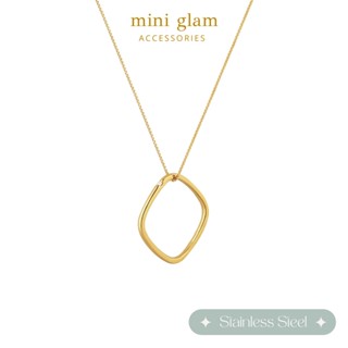 Miniglam Grace Minimal Square Ring Necklace (Gold) สร้อยคอจี้แหวนมินิมอลสี่เหลี่ยม สีทอง