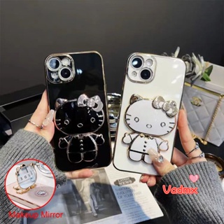 เคสโทรศัพท์มือถือ แบบนิ่ม ลายเฮลโลคิตตี้ หรูหรา พร้อมกระจกแต่งหน้า สําหรับ Vivo X80 X70 X60 X50 Pro