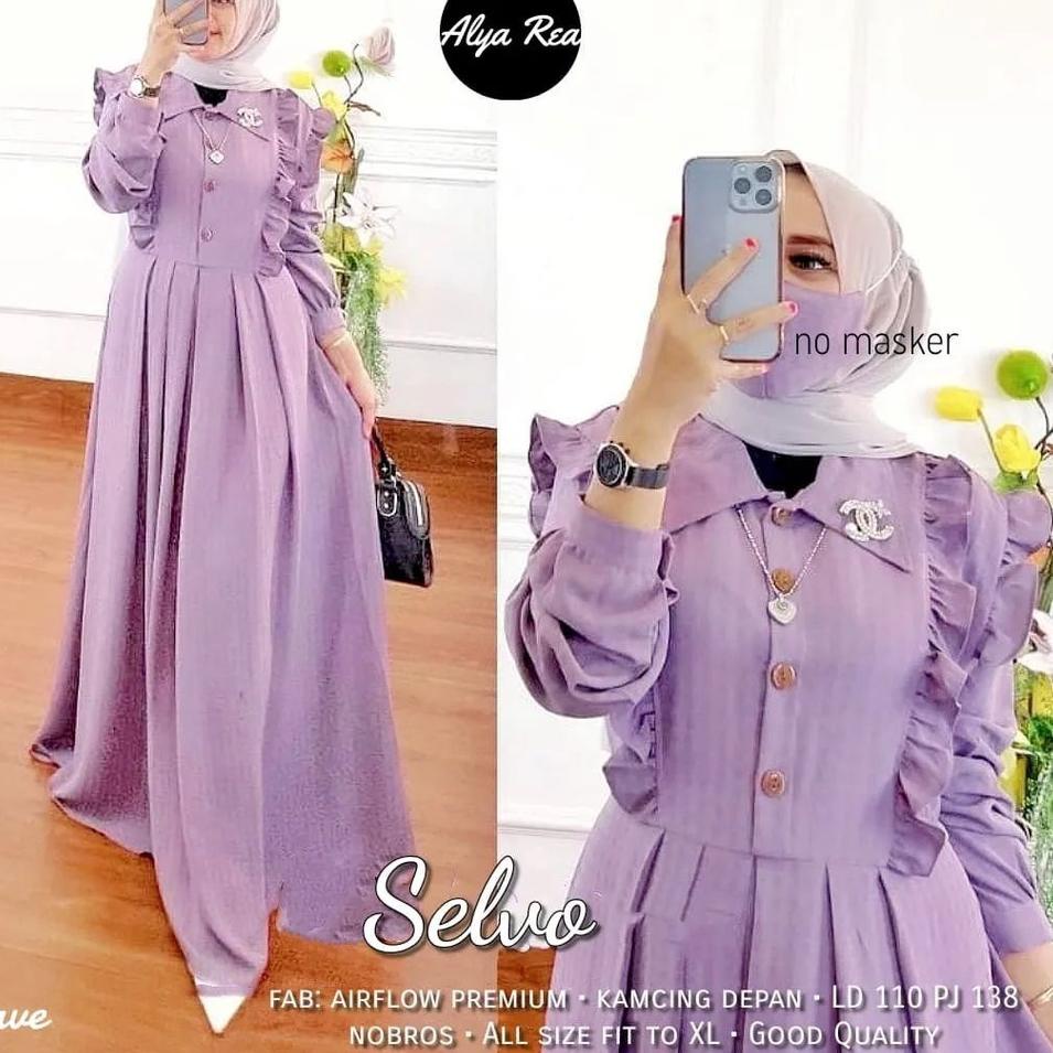 Selvo MaxyชุดยาวCrinkle Airfloowวัสดุล่าสุดเสื้อผ้าผู้หญิงMaxi Sias Mayaมุสลิมแฟชั่นZouma Kondangan 