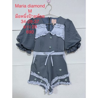 จั๊มสูทขาสั้น สีฟ้าคราม MARIA DIAMOND SIZE M มือหนึ่งป้ายห้อย