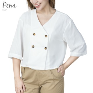 Pena house เสื้อแฟชั่น ทรงครอปคอวี PBSL112201