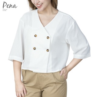 Pena house เสื้อแฟชั่น ทรงครอปคอวี PBSL112201