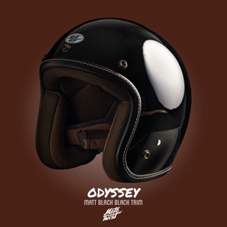 MOTOTWIST หมวกกันน็อคแบรนด์ไทยงานคุณภาพ รุ่น Odyssey สีดำเงา ขอบดำเดินด้าย ไซส์ S-XXL