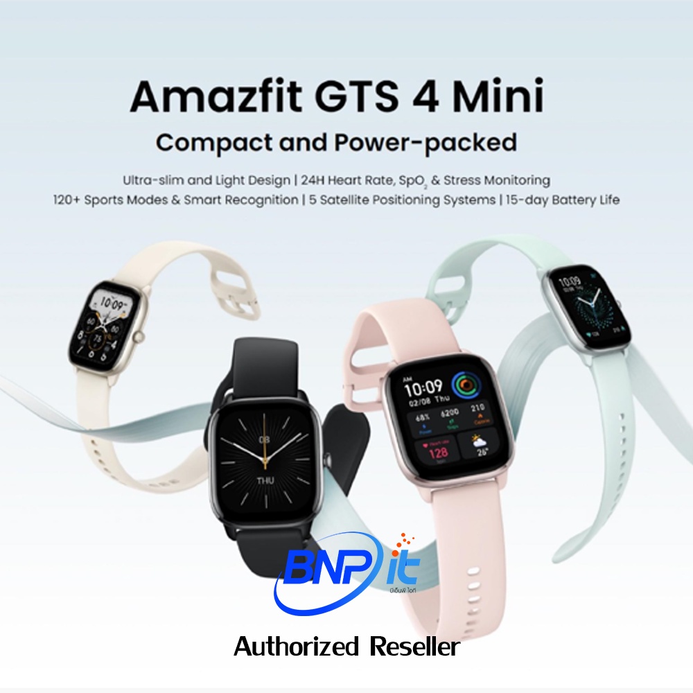 AMAZFIT GTS 4 Mini นาฬกาอัจฉริยะ วัดการเต้นของหัวใจและกิจกรรมทางกีฬา สามารถวัดอ๊อกซิเจนในเลือดได้ (S