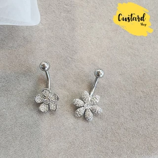 (พร้อมส่ง) จิวสะดือ จิวดอกไม้ จิวเพชร งานสแตนเลสแท้