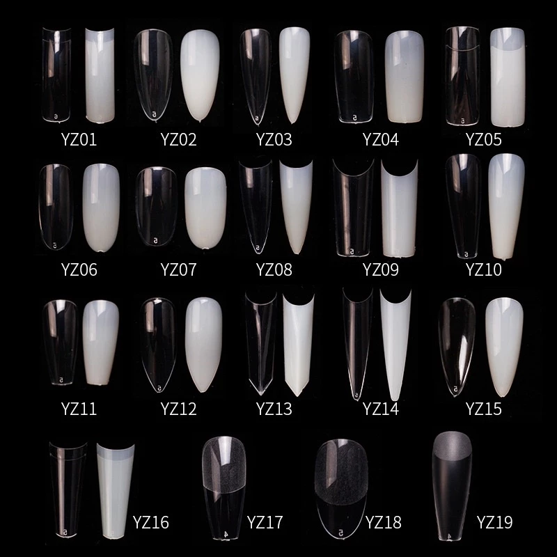 เล็บ PVC ทรงต่างๆ❌ตัวเลขสีแดง❌ทรงเล็บจะเรียวๆแพค 500 ขิ้น No.0-9 🌈พร้อมส่งในไทย 🌈