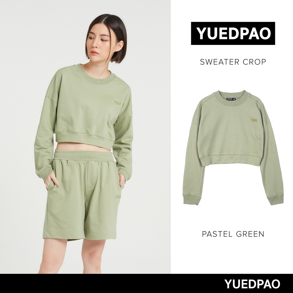 Yuedpao ยอดขาย No.1 รับประกันไม่ย้วย 2 ปี เสื้อยืด Sweater crop สี Pastel green