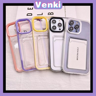 VENKI - Case iPhone 14 Pro Max 3-in-1 Card Holder Case Transparent Simple Case Card Storage Camera Protection Shockproof For iPhone 14 13 12 11 Plus Pro Max 7 Plus X XR