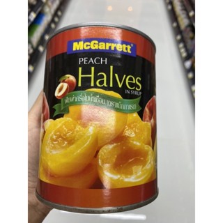 Peach Halves In Syrup ( McGarrett Brand ) 820 G. พีชผ่าครึ่ง ในน้ำเชื่อม ( ตรา แม็กกาแรต )