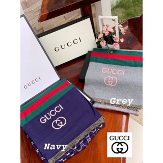 Gucci Pattern Logo Cashmere Shawl Scarf