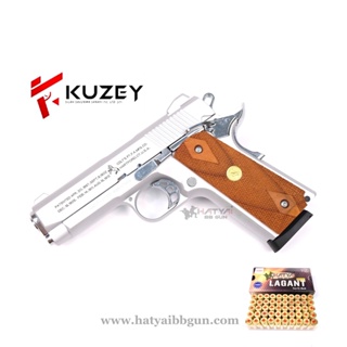 แบลงค์กัน KUZEY M1911 ม้ากลาง 100 YEARS 4” เงินด้าน ด้ามไม้ แถมลูก 1 กล่อง ผู้ซื้ออายุ 21 ปีขึ้นไป ,ของเล่นบีบีกัน