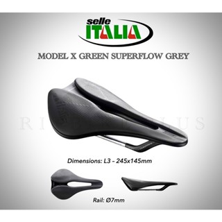 เบาะจักรยาน SELLE ITALIA MODEL X GREY COMFORT+ SUPERFLOW ซับแรงกระแทกดีในทุกสภาวะ เทคโนโลยีGreen Tech