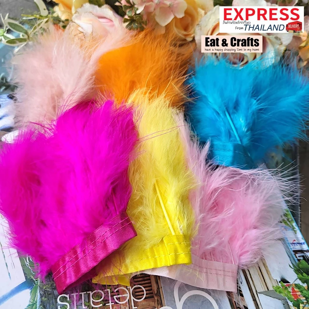 ขนาดตัวอย่างสั้นมาก 20cm 1pcs feather fluffy chic party vintage fancy dress Gatsby ขนนก เส้นใหญ่ เส้นขนนก ขนฟู