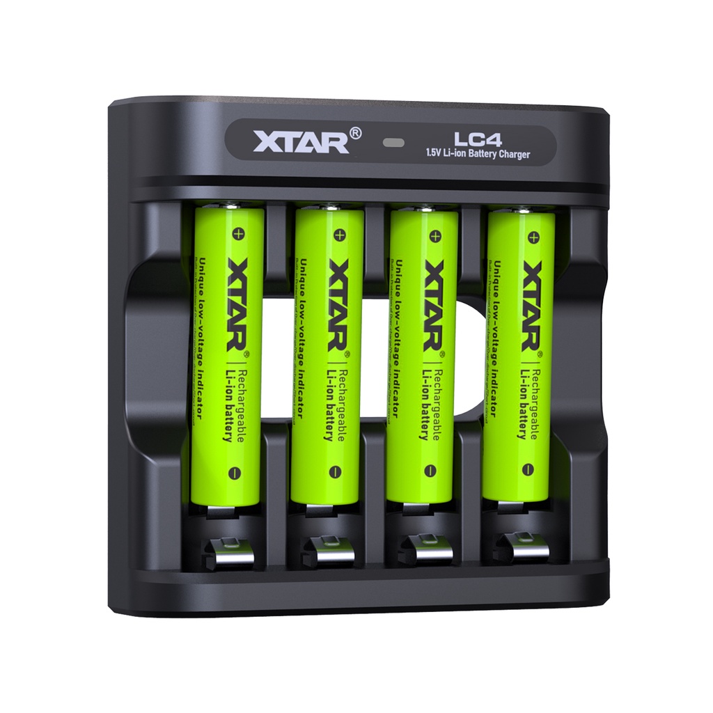 Xtar LC4 ที่ชาร์จแบตเตอรี่ลิเธียมไอออน XTAR 1.5V AA และ AAA พร้อมไฟแสดงสถานะ