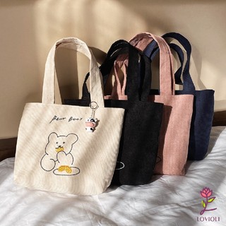 Lovioli Tote Bag Nara Biscuit Bear Tas Selempang Wanita Korea Corduroy Bag