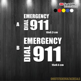 สติกเกอร์Emergency Dial 911 Police ตำรวจ อเมริกา ติดรถยนต์ มอเตอร์ไซค์ bigbike