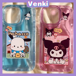 VENKI - Case For iPhone 14 Pro Max TPU Soft Jelly Airbag Case Pink Blue Cute Cartoon Clear Case Camera Protection Shockproof For iPhone 14 13 12 11 Plus Pro Max 7 Plus X XR