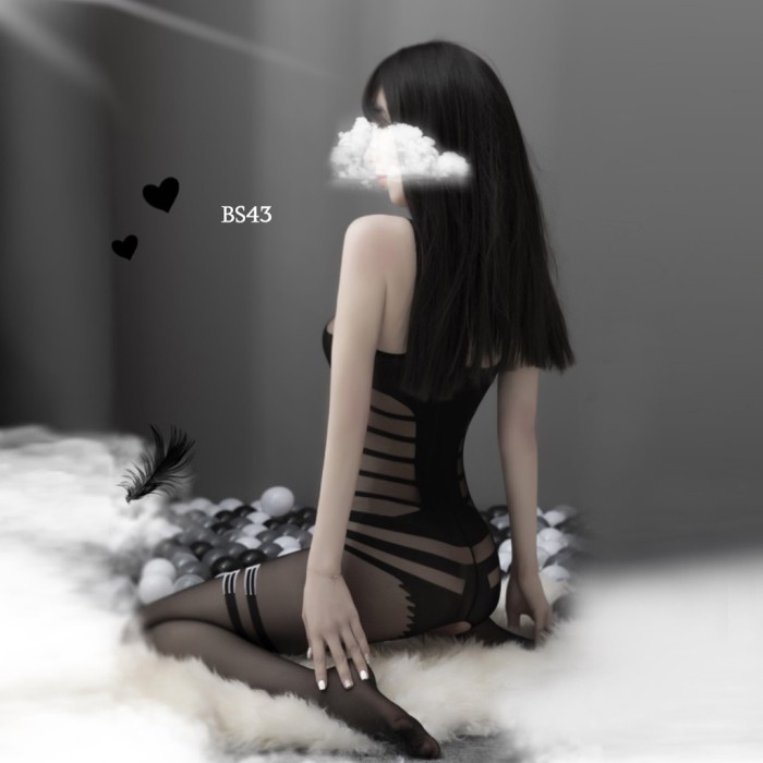 เปิด CROTCH BODYSUIT LINGERIE BODYSTOCKING FAKE CORSET BS43 คุณภาพ MATERIALS