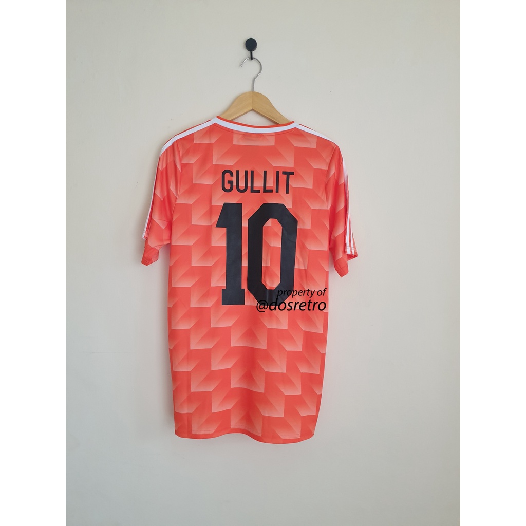 เสื้อกีฬาแขนสั้น ลายทีมชาติเนเธอร์แลนด์ 1988 Gullit สไตล์เรโทร