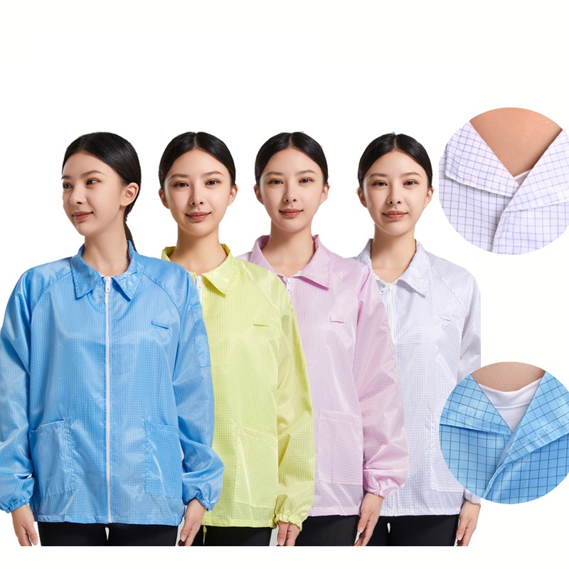 ส่งภายใน 24 ชั่วโมง = พร้อมส่ง ชุดเสื้อผ้า ป้องกันฝุ่น ป้องกันไฟฟ้าสถิตย์ ทรงหลวม ลายตาราง ปลอดฝุ่น สําหรับโรงงานสุนัขจิ้งจอก