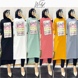 Wilof LONG Tunic M L XL XXL Get A เสื้อคลุมสตรี (ไม่รวม HIJAB) เสื้อคลุมร่วมสมัยล่าสุด พร้อมเสื้อยืดผ้าฝ้าย COMBED วัสดุ 24S พิมพ์ลายสกรีน สําหรับผู้หญิง เสื้อตัวยาว MIDI DRESS MUSLIM เสื้อผ้าสตรี เสื้อยืด เสื้อทูนิค ตัวยาว สไตล์เกาหลี นําเข้าจากจัมโบ้