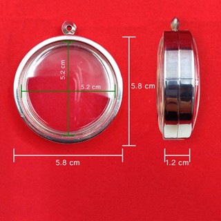 กรอบพระ 5.8 x 5.8 x 1.2 cmกรอบจตุคาม กรอบพระสแตนเลส กรอบพระตลับ กรอบพระสำเร็จรูป แถมฟรี ห่วงใส่สร้อยและยางรองอัด