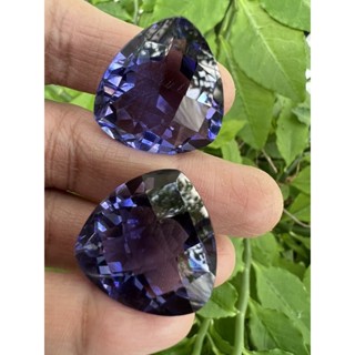 Synthetic Lab Blue sapphire Trillion 25mm- 97cts(2pcs)