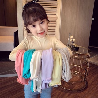 Mimi🌈พร้อมส่งในไทย🌈เสื้อแขนยาว คอเต่า สีพื้น ผ้าร่องยืด แบบนิ่ม สไตล์เกาหลี ผ้าบาง