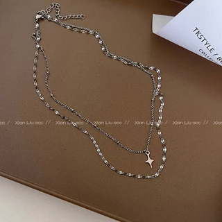 🌟ส่งทุกวัน🌟เครื่องประดับแฟชั่น จี้ไม้กางเขน สร้อยคอโซ่ สร้อยสองชั้น แมตช์ได้ทุกลุค สไตล์มินิมอล ผู้หญิง สไตล์เกาหลี
