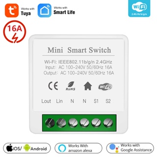 สวิตช์อัจฉริยะไร้สาย 16A MINI Wifi รองรับสวิตช์ตั้งเวลา 2 ทาง ควบคุมอัตโนมัติ สําหรับ Tuya Alexa Google Home