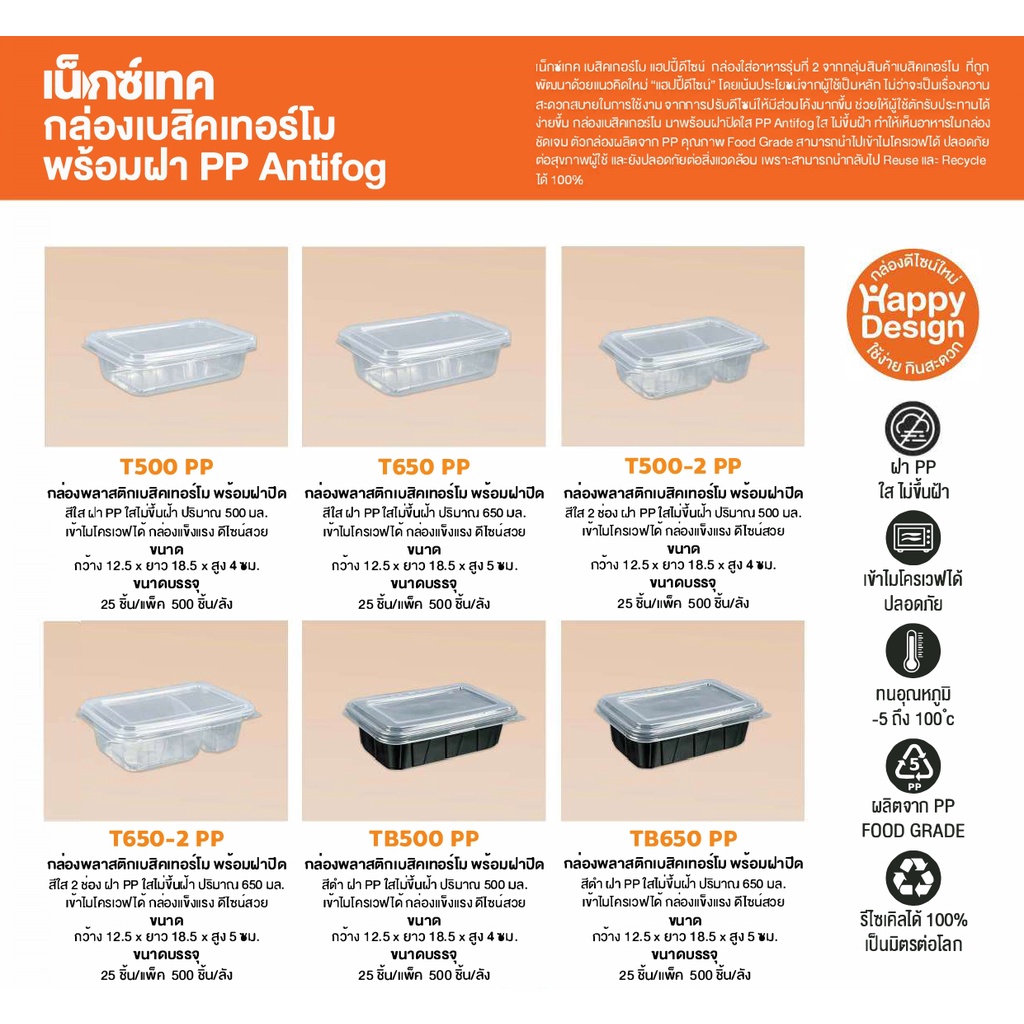 เน็กซ์เทค (Nextech) เบสิคเทอร์โบ กล่องใส่อาหาร พร้อมฝา PP Antifog