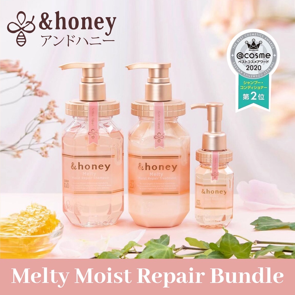 2022*hot*&honey Melty Moist Repair Bundle Set [Shampoo 1.0 +Treatment 2.0 + Hair Oil 3.0