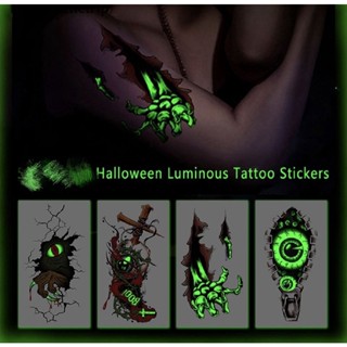 สติ๊กเกอร์ tattoo เรืองแสง halloween แฟชั่นปาร์ตี้สินค้าพร้อมจัดส่ง