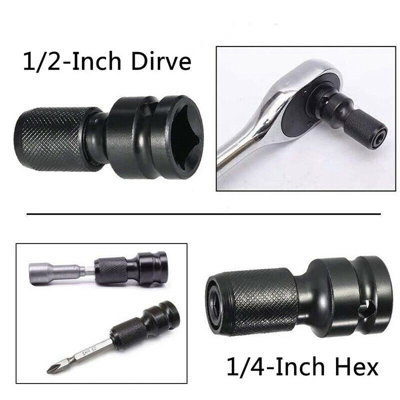 Kiprun ซ็อกเก็ตอะแดปเตอร์แปลงเจาะ Chuck Converter ซ็อกเก็ตอะแดปเตอร์ Hex Shank 1/2 ถึง 1/4 