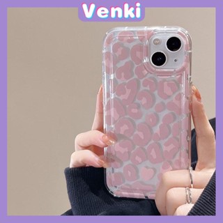 VENKI - Case For iPhone 14 Pro Max TPU Soft Jelly Airbag Clear Case Pink Leopard Camera Protection Shockproof For iPhone 14 13 12 11 Plus Pro Max 7 Plus X XR